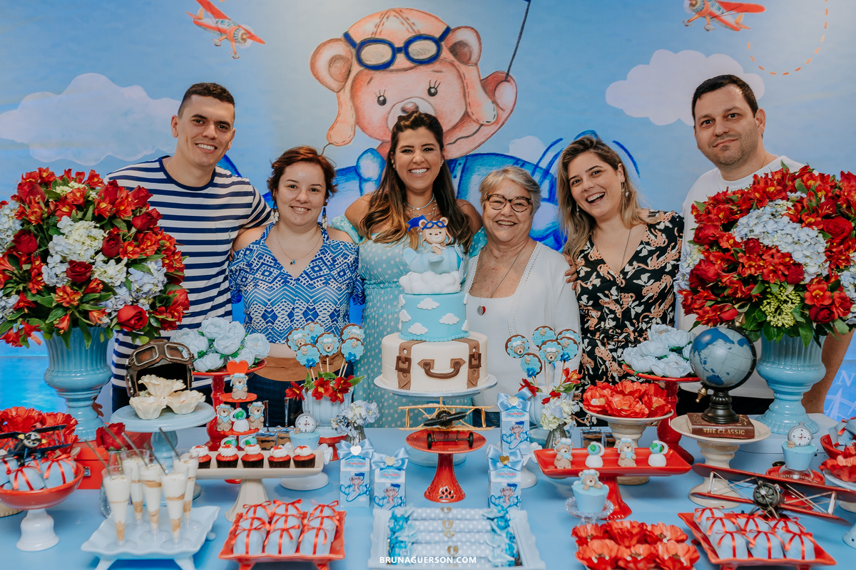 fotografa de familia Rio de Janeiro rj cha de bebe cha de menino tema urso aviador decoracao