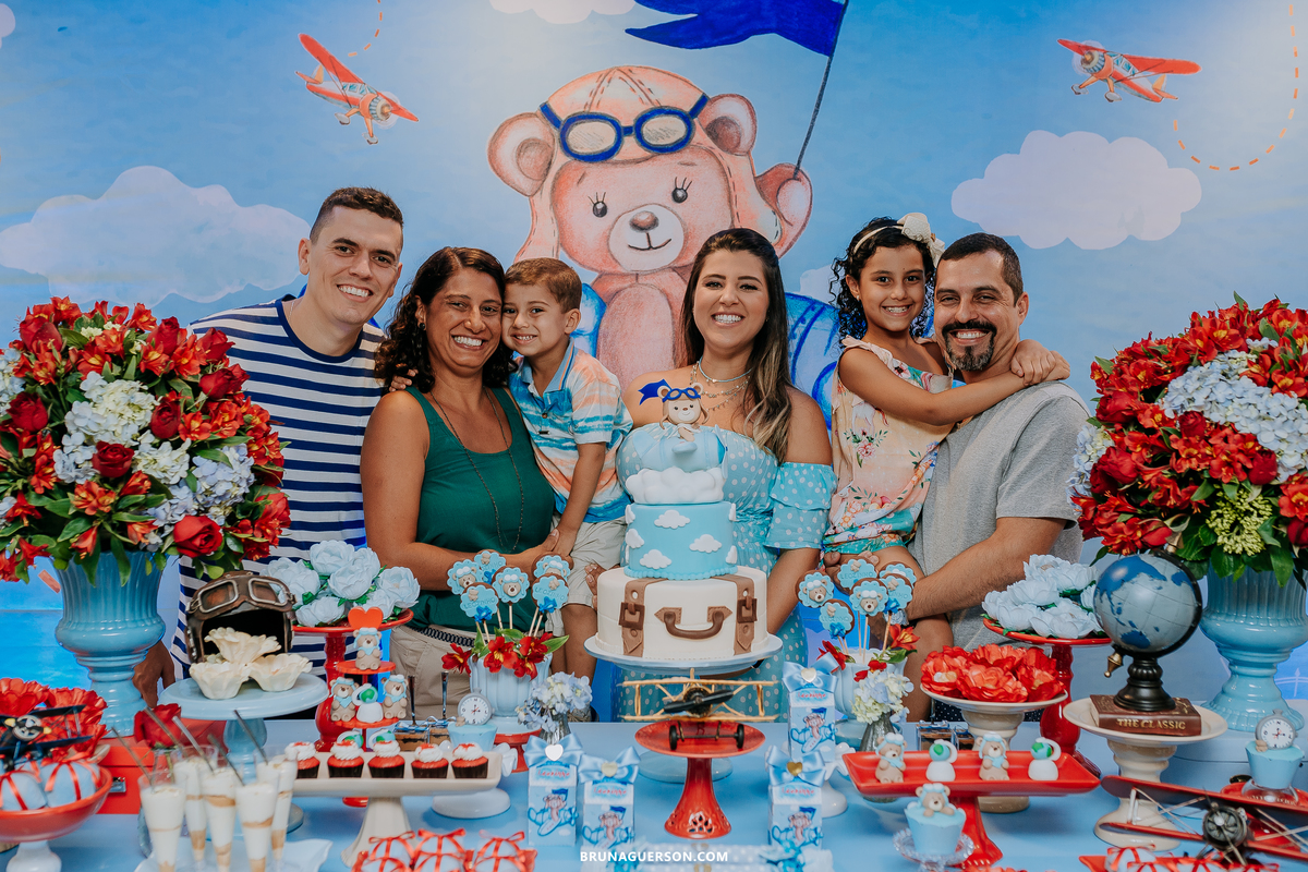 fotografa de familia Rio de Janeiro rj cha de bebe cha de menino tema urso aviador decoracao