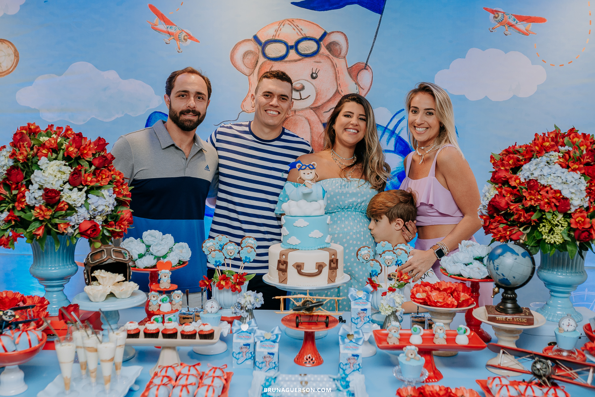 fotografa de familia Rio de Janeiro rj cha de bebe cha de menino tema urso aviador decoracao