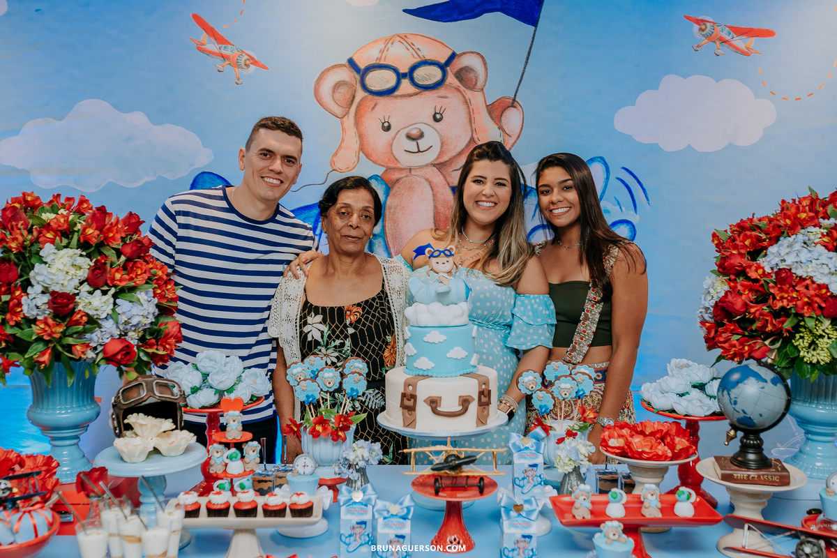 fotografa de familia Rio de Janeiro rj cha de bebe cha de menino tema urso aviador decoracao