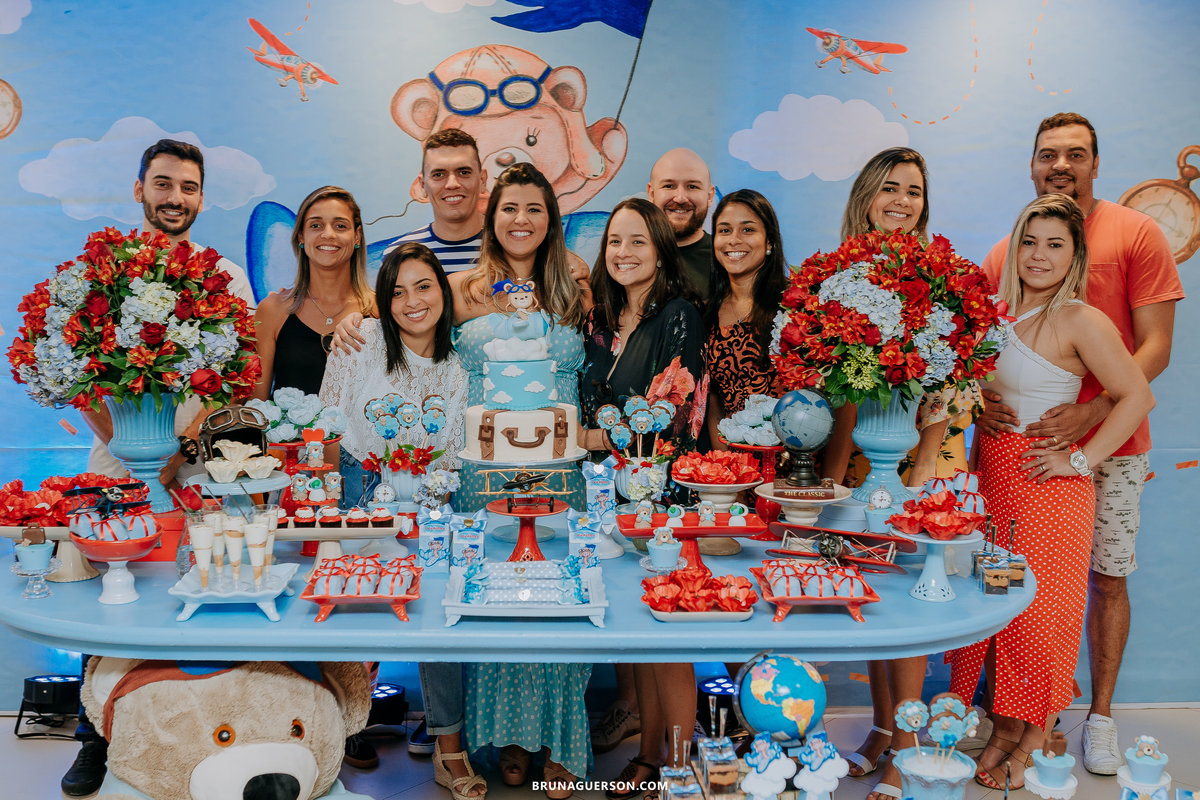 fotografa de familia Rio de Janeiro rj cha de bebe cha de menino tema urso aviador decoracao