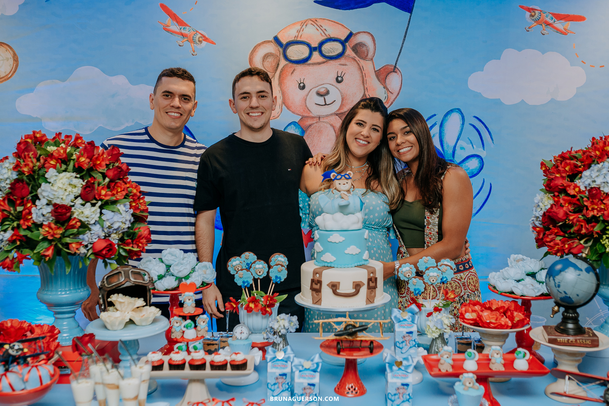 fotografa de familia Rio de Janeiro rj cha de bebe cha de menino tema urso aviador decoracao