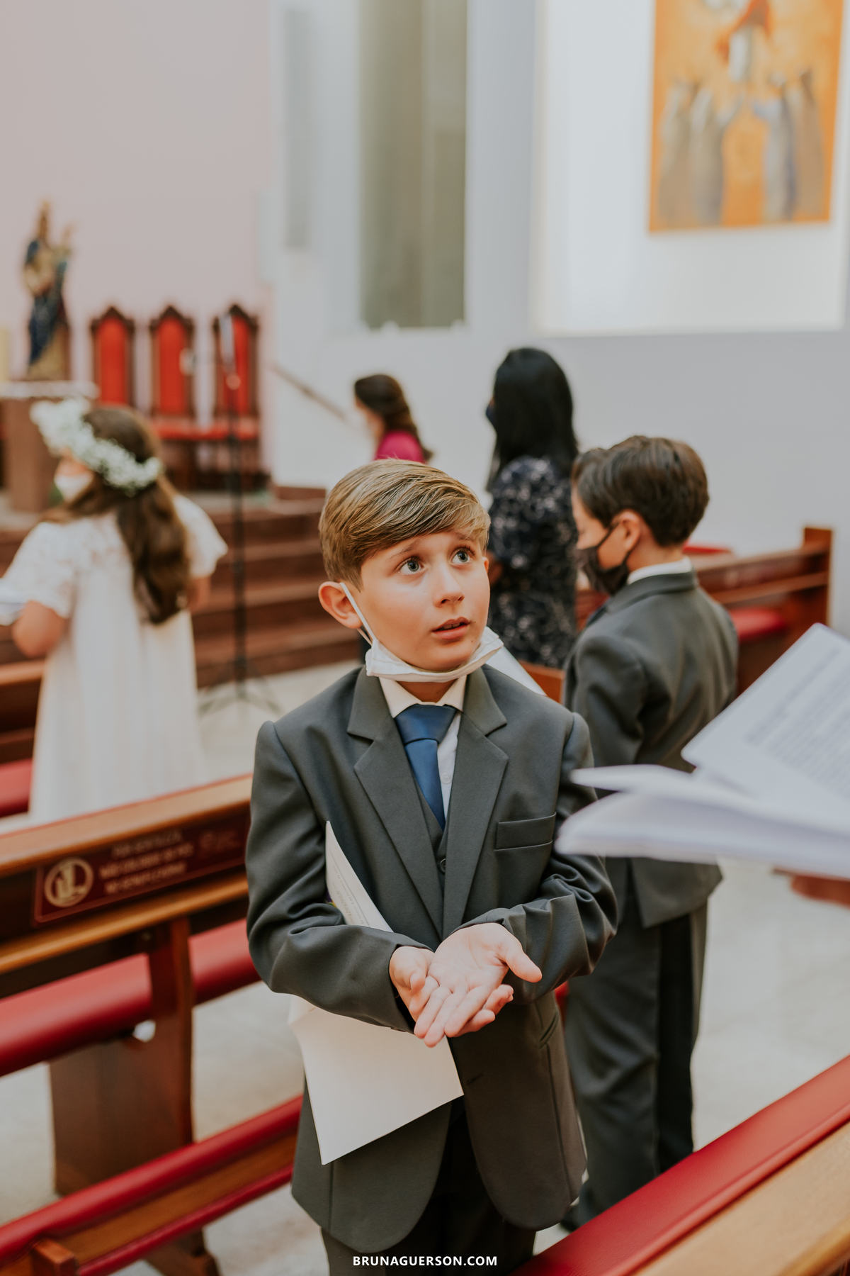 fotografia primeira comunhão eucaristia colégio porto real barra da tijuca paroquia Santa Rosa de lima rj 