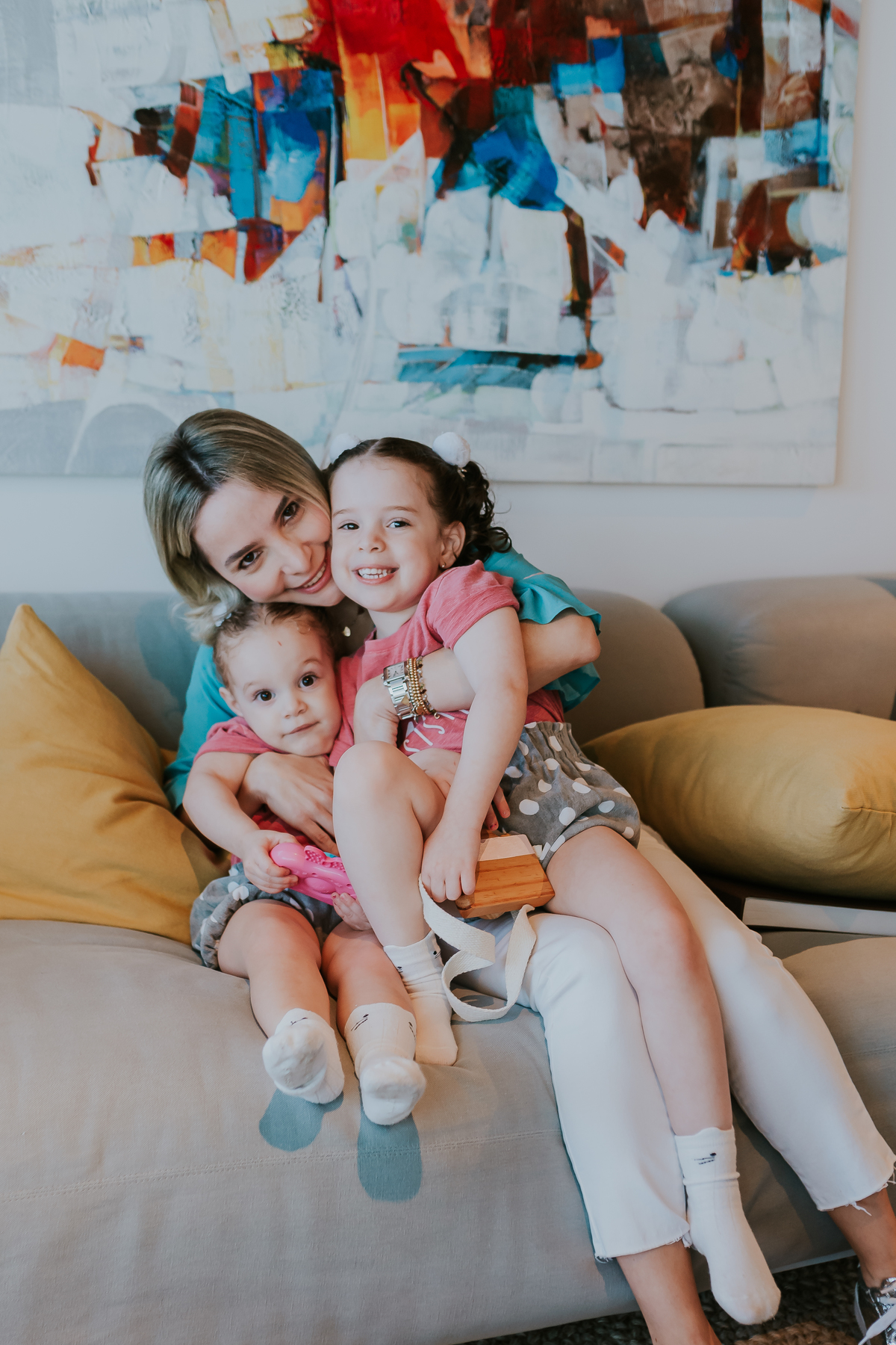 fotografia ensaio em casa familia 3 crianças irmãos  Rio de Janeiro barra da tijuca
