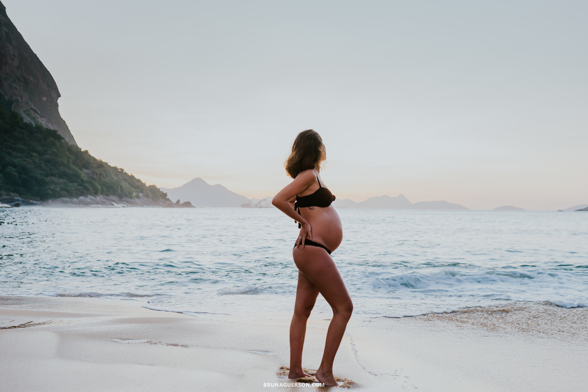fotografia ensaio gestante praia vermelha urca Rio de Janeiro amanhecer externo 