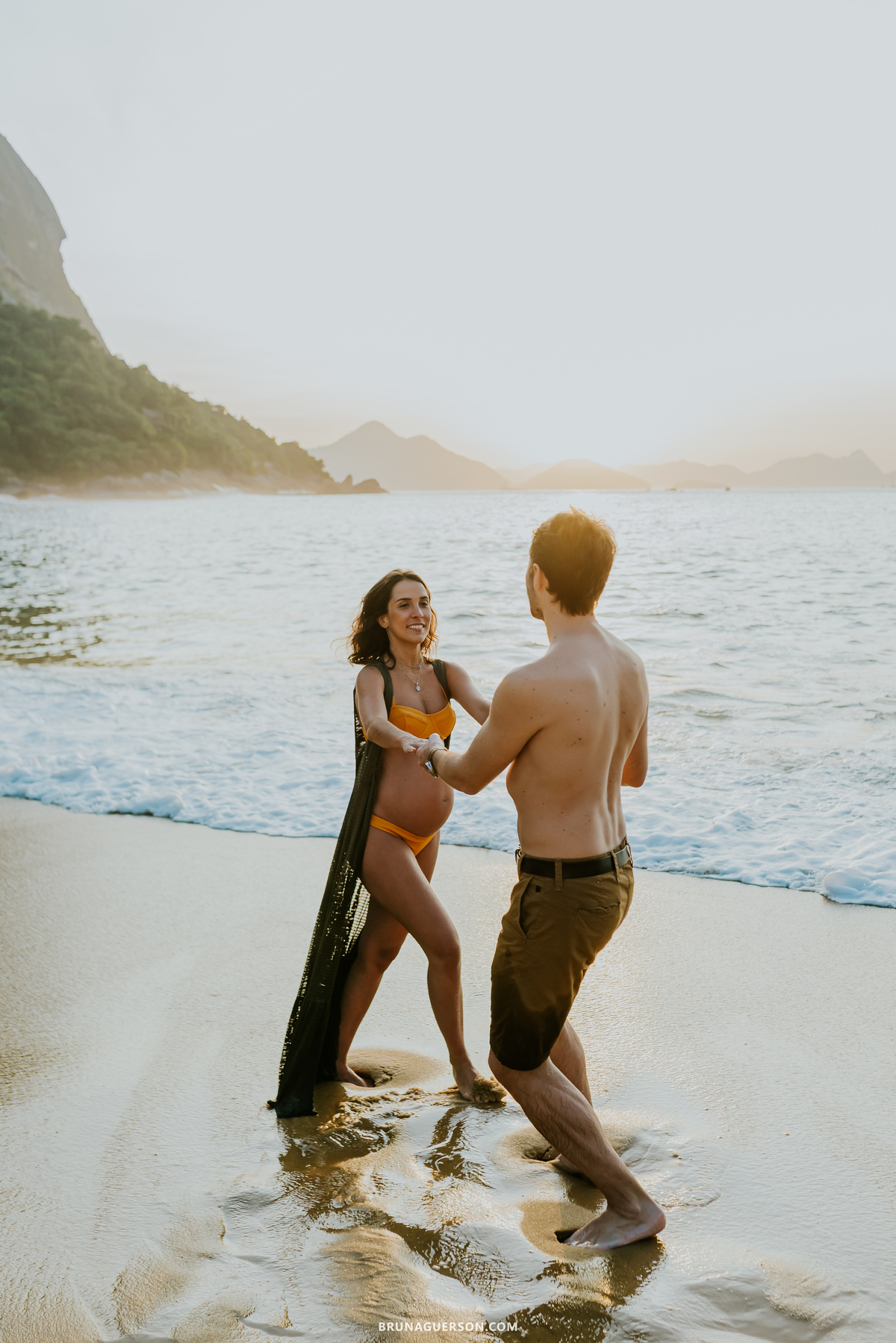 fotografia ensaio gestante praia vermelha urca Rio de Janeiro amanhecer externo 