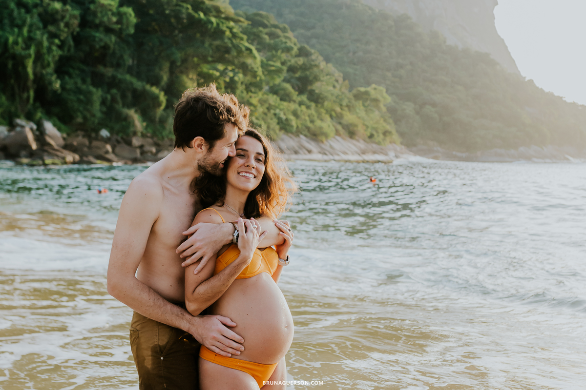 fotografia ensaio gestante praia vermelha urca Rio de Janeiro amanhecer externo 
