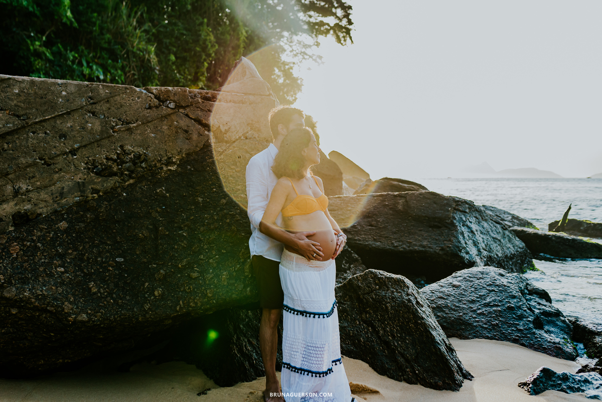 fotografia ensaio gestante praia vermelha urca Rio de Janeiro amanhecer externo 