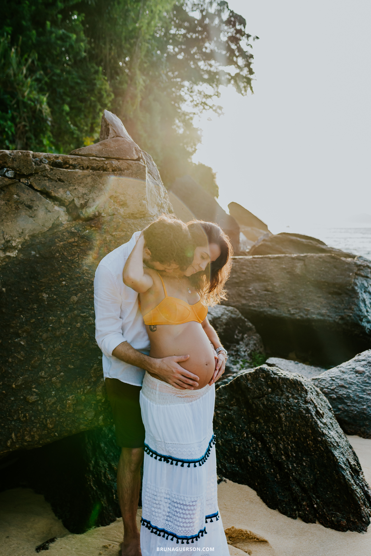 fotografia ensaio gestante praia vermelha urca Rio de Janeiro amanhecer externo 
