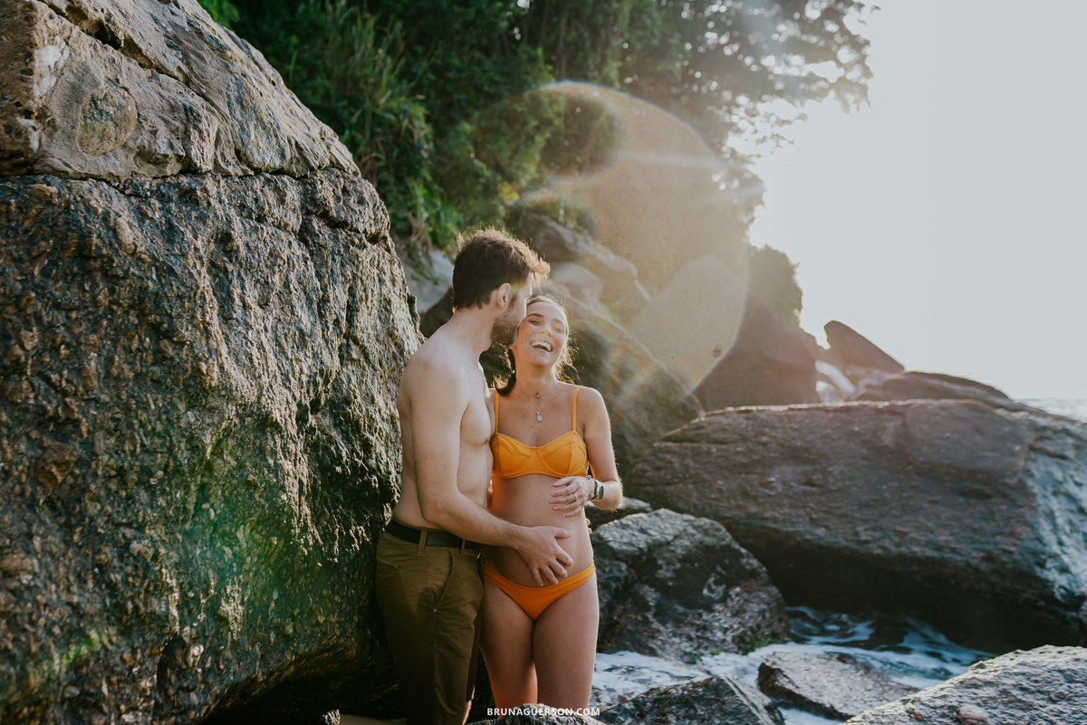 fotografia ensaio gestante praia vermelha urca Rio de Janeiro amanhecer externo 
