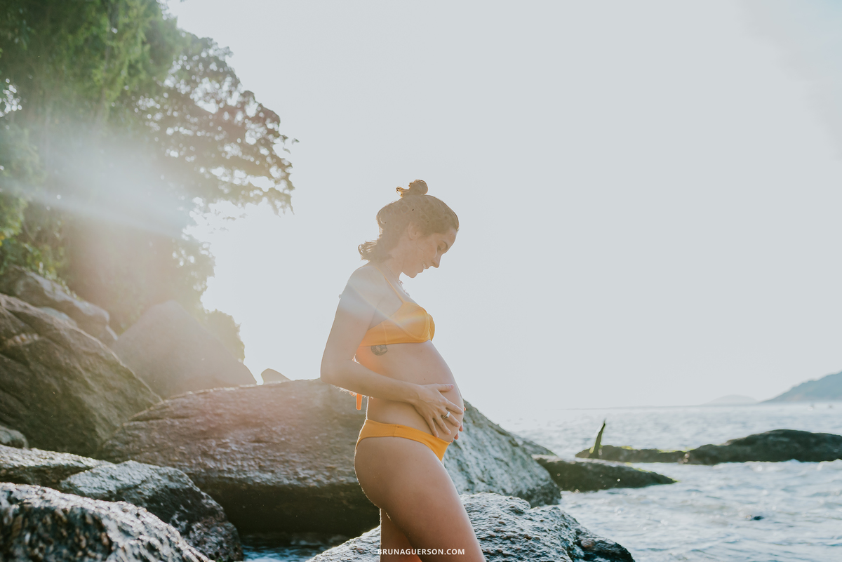 fotografia ensaio gestante praia vermelha urca Rio de Janeiro amanhecer externo 
