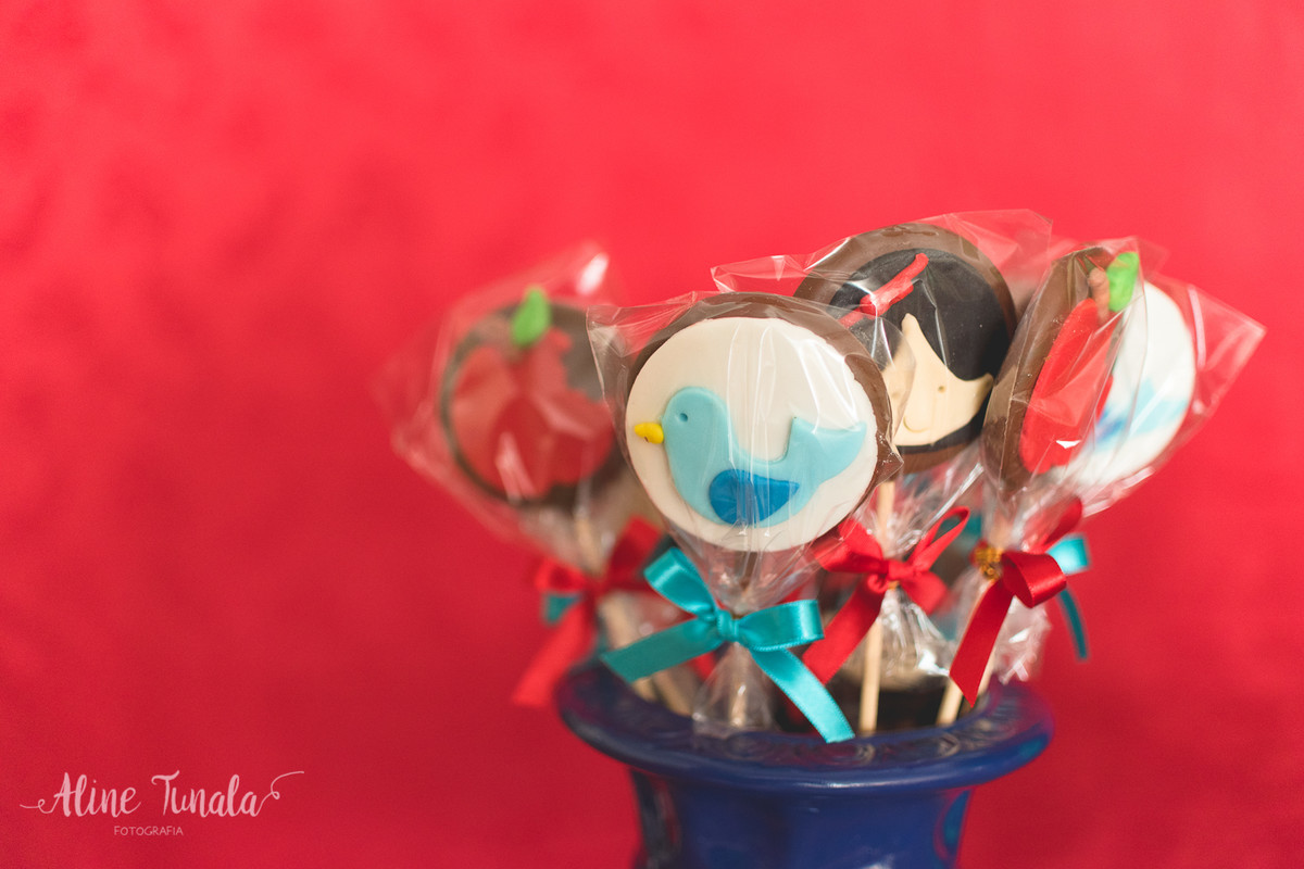 pirulitos de chocolate no tema branca de nece