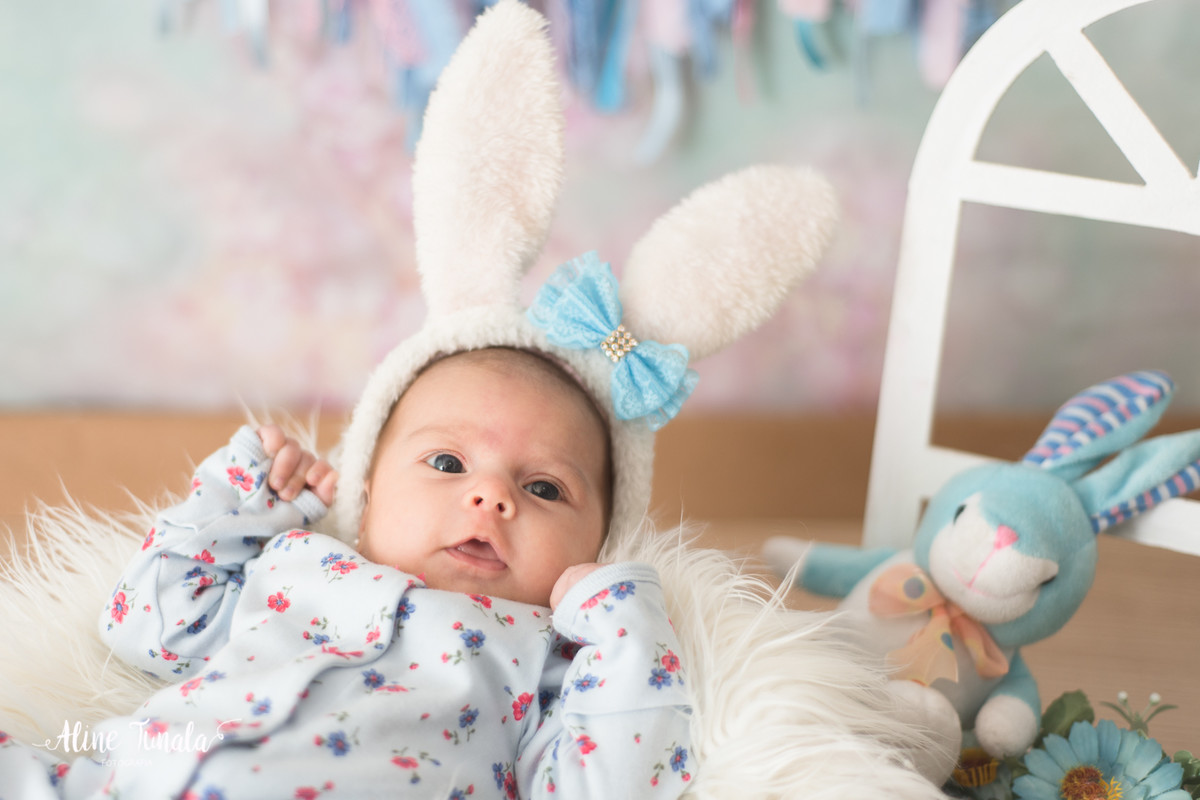 Mini sessões de páscoa que aconteceram em Cachoeiro de Itapemirim. Ensaios de páscoa com cenário temático com cenoura, ovinhos e coelhos