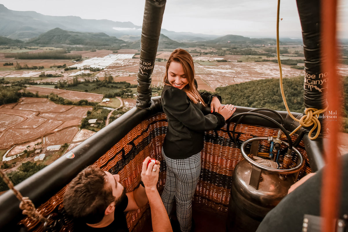 pedido de casamento no balão de ar quente