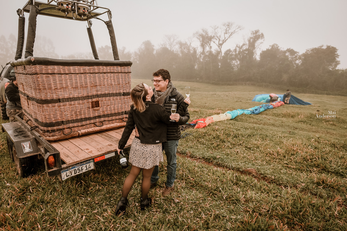 ensaio fotografico durante o passeio de balão