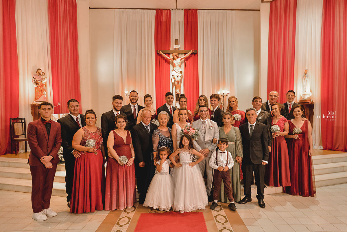 foto de família em casamento  
