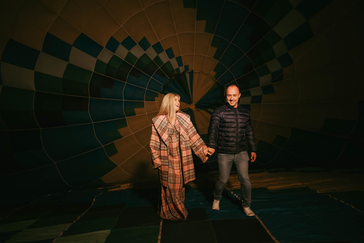 ensaio dentro de balão de ar quente 