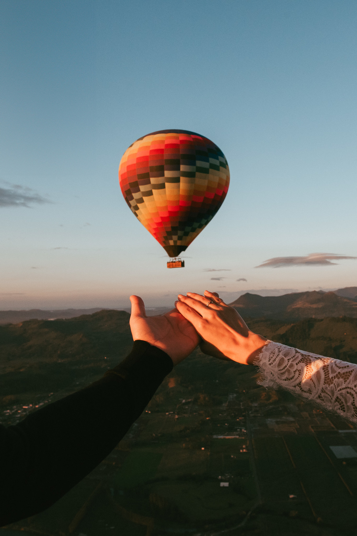 pedido de casamento durante o voo de balão