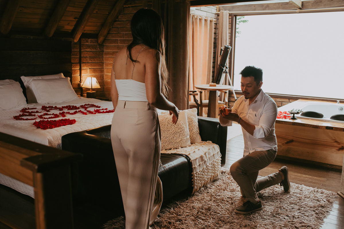 pedido de casamento , em chalé , no morada dos canyons