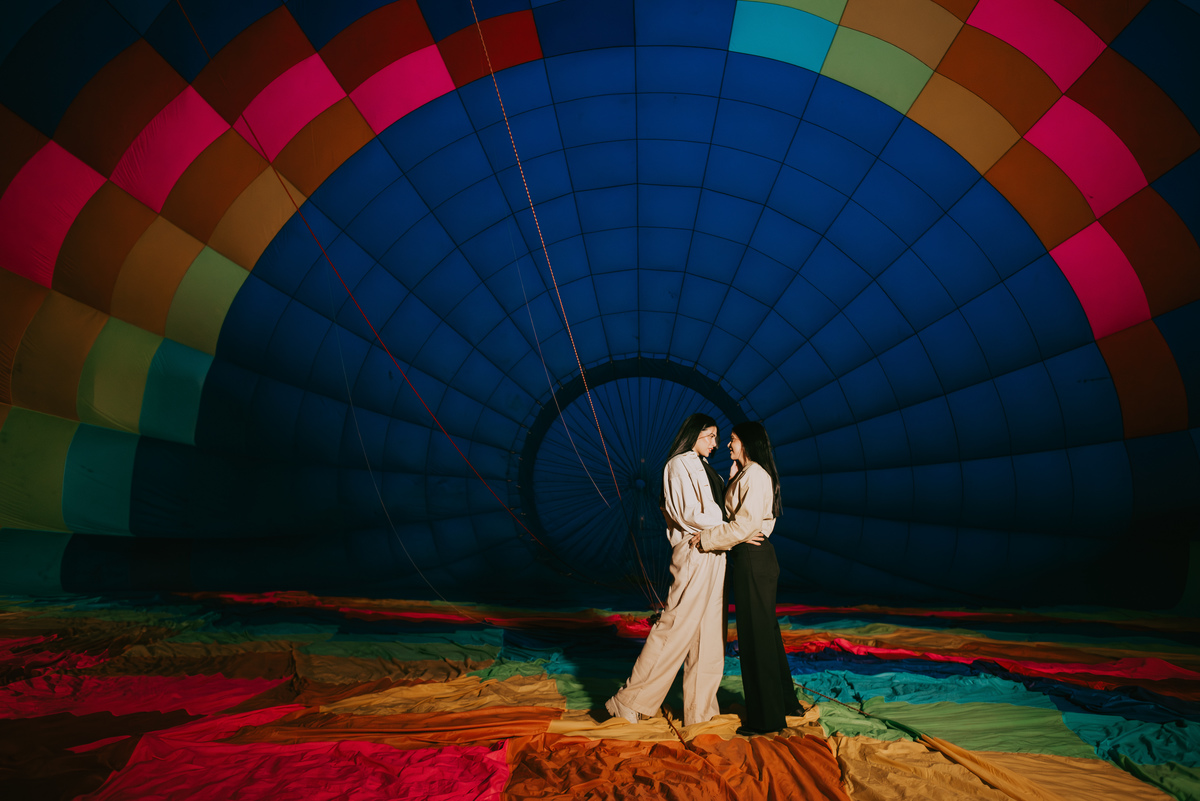 dentro do balão de ar quente 