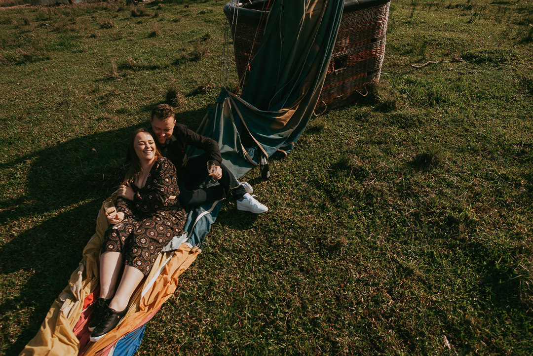 ensaio fotográfico durante o passeio de balão 