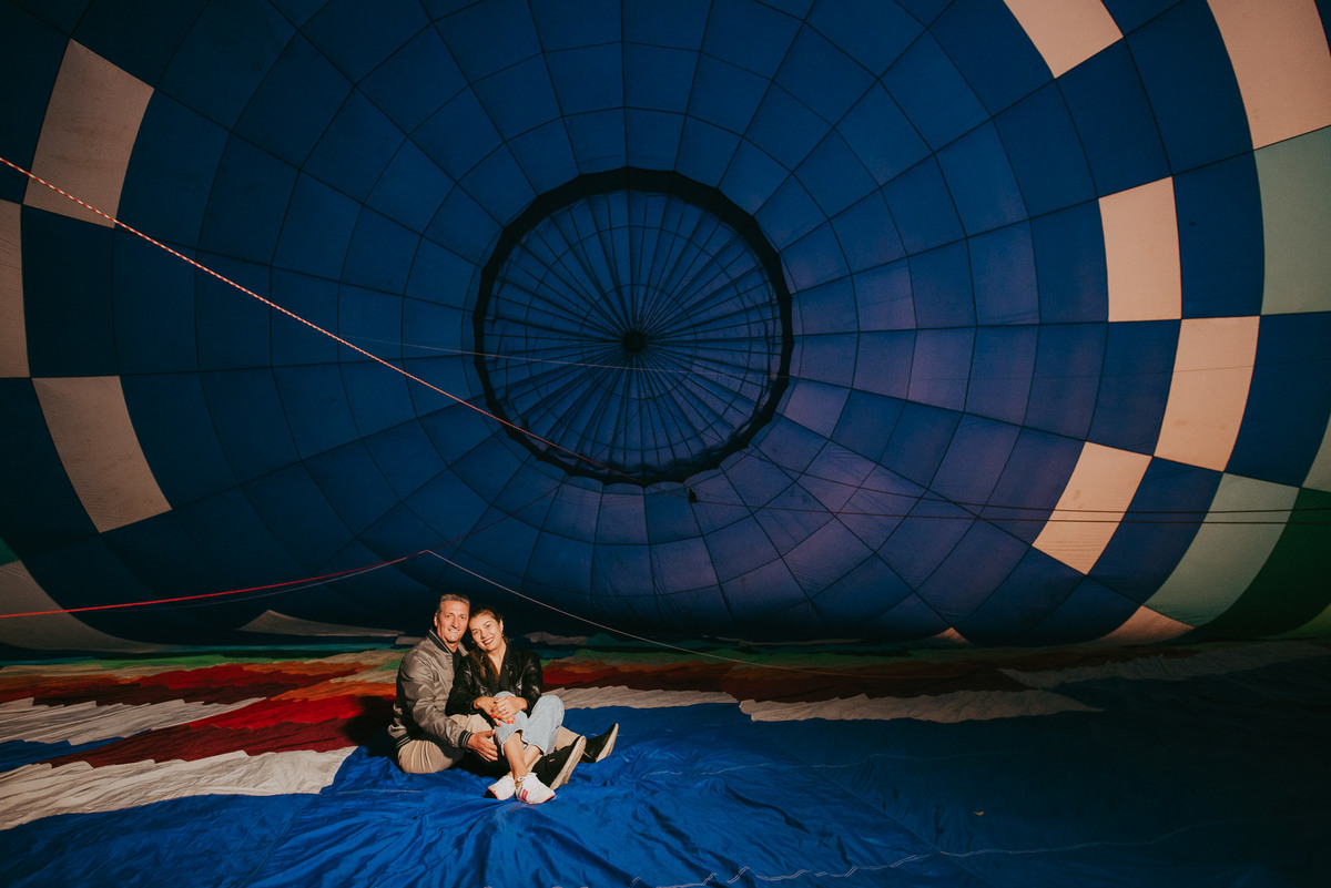 ensaio dentro do balao de ar quente