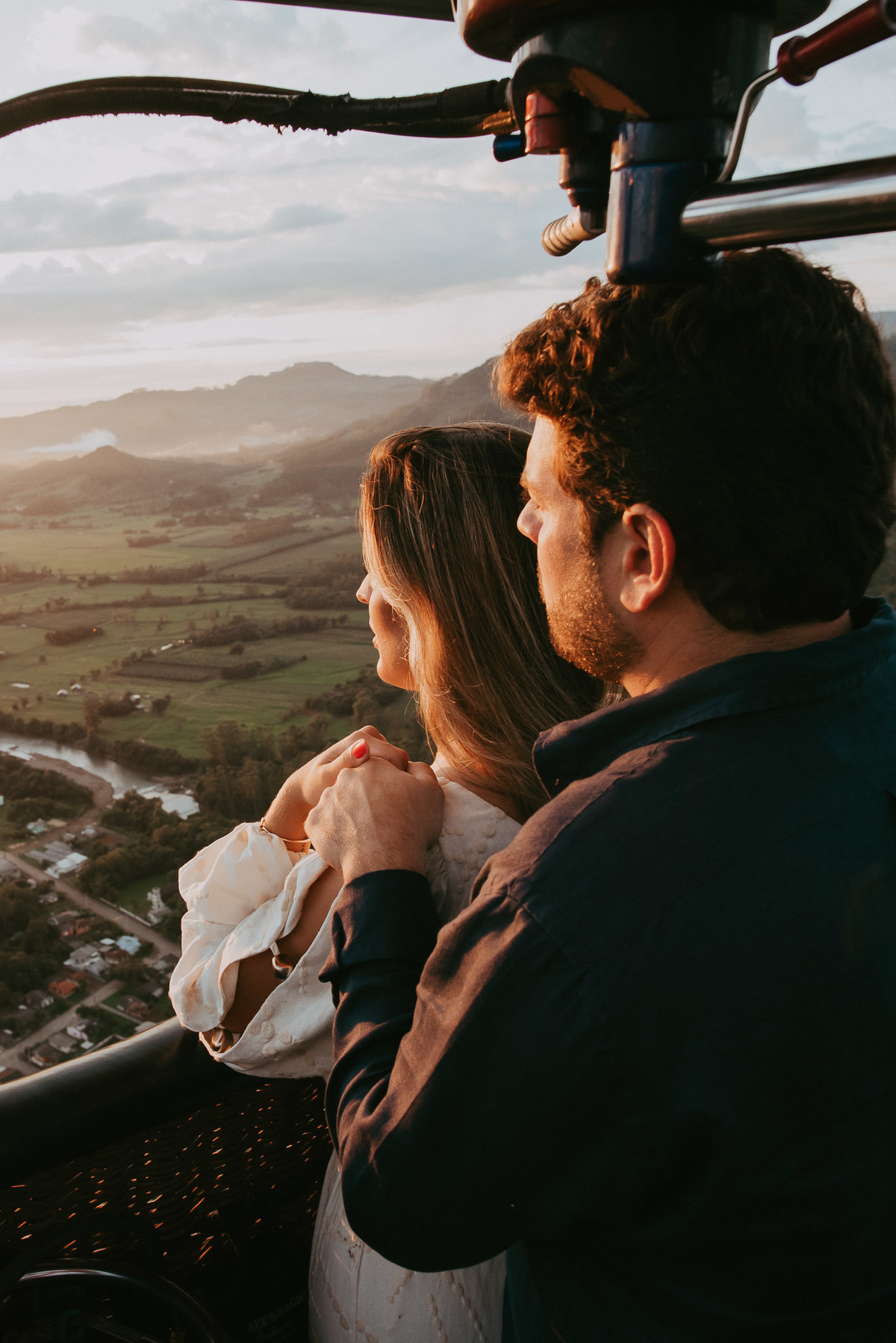 ensaio fotográfico durante passeio de balão 