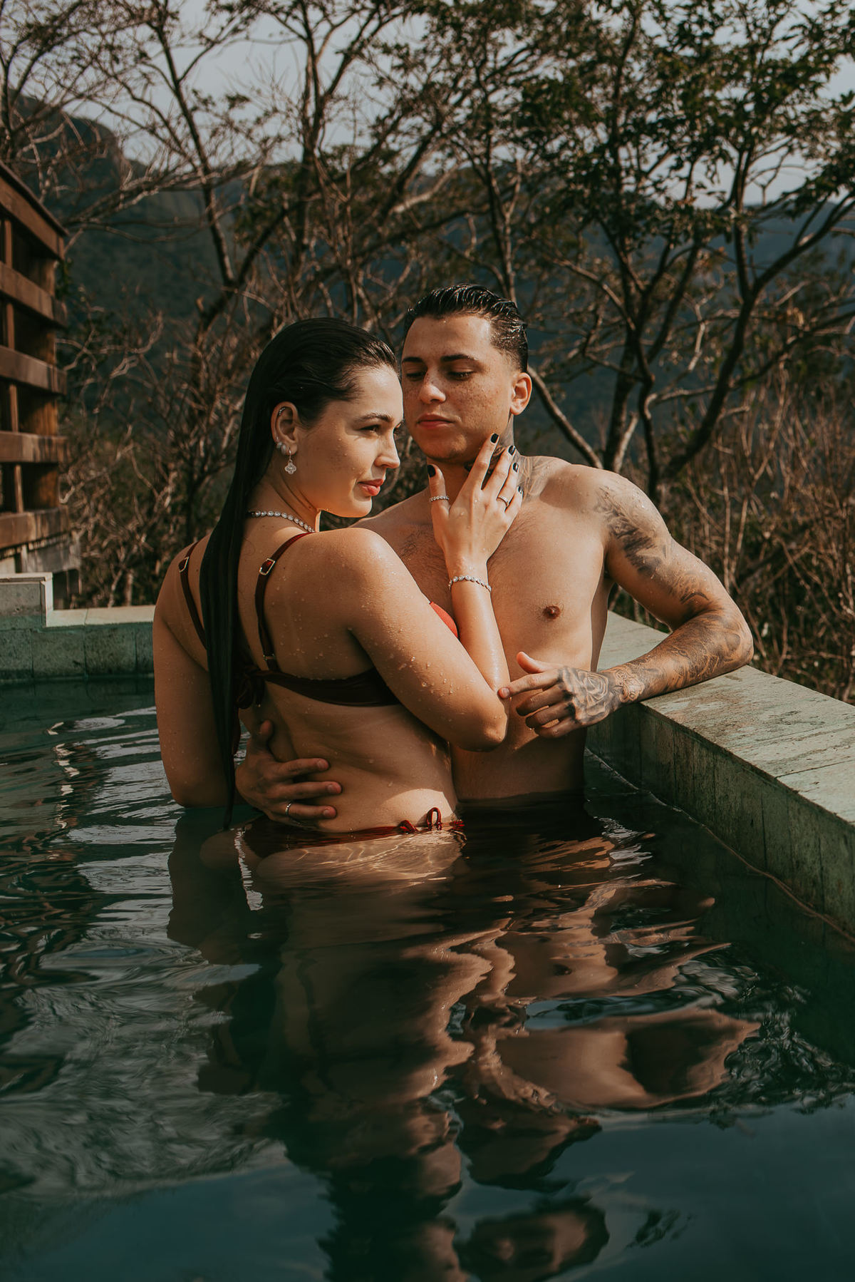 piscina borda infinita, chalé com piscina privativa, ensaio casal , pedido de casamento , morada dos canyons