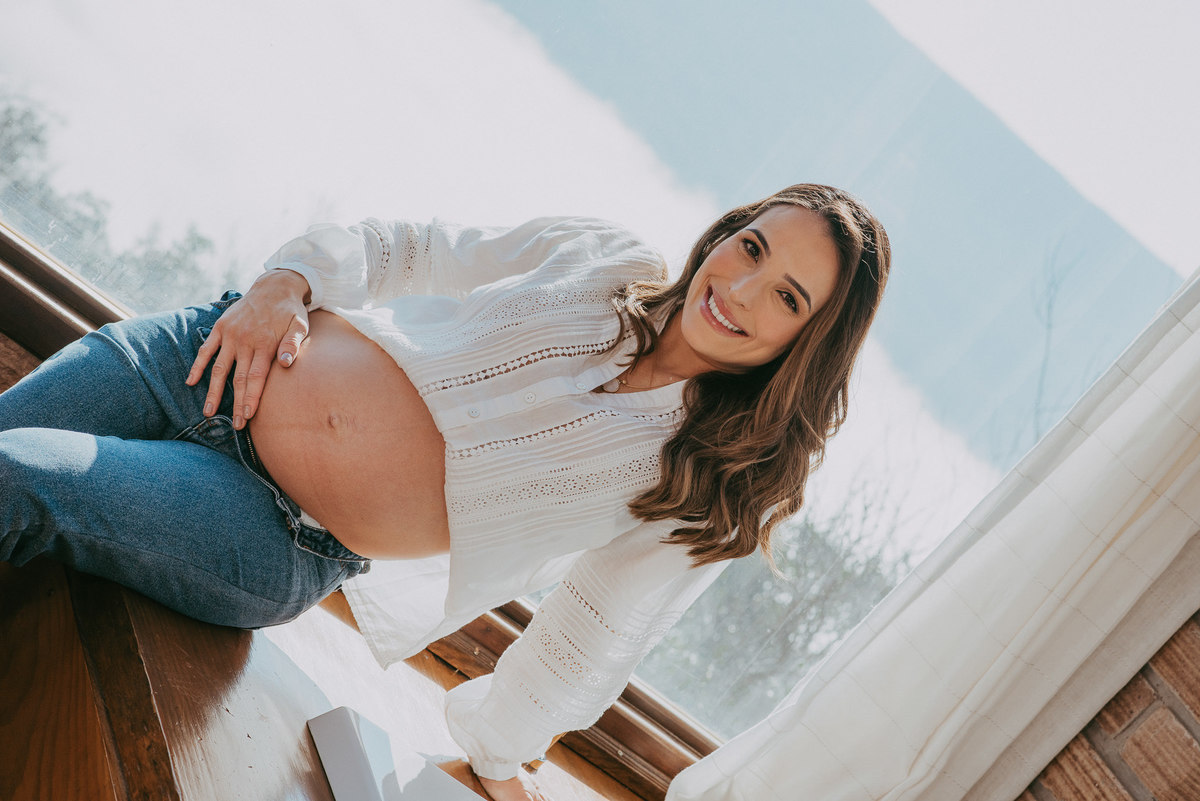 Gravidez registrada com vista para os canyons no Chalé 9.