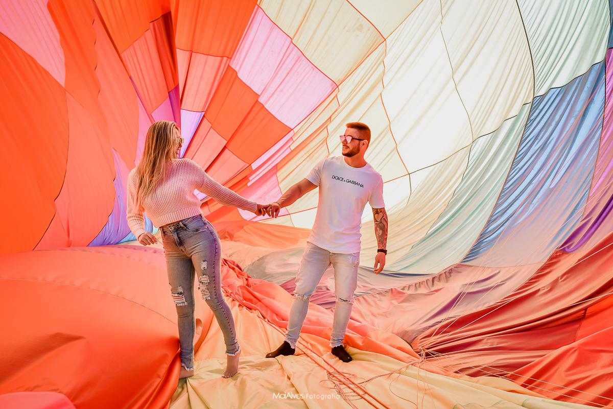 dentro do balão de ar quente