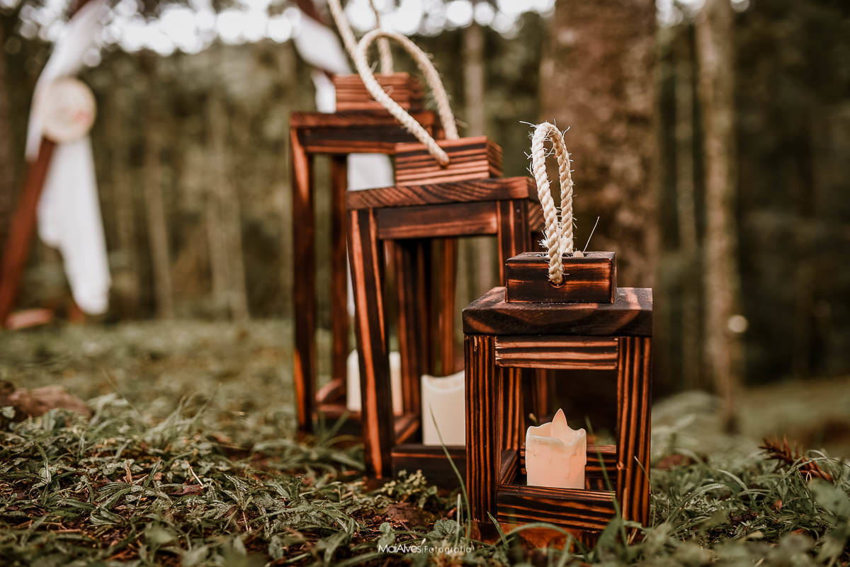 Detalhes da decoração de casamento elopement wedding em praia grande SC