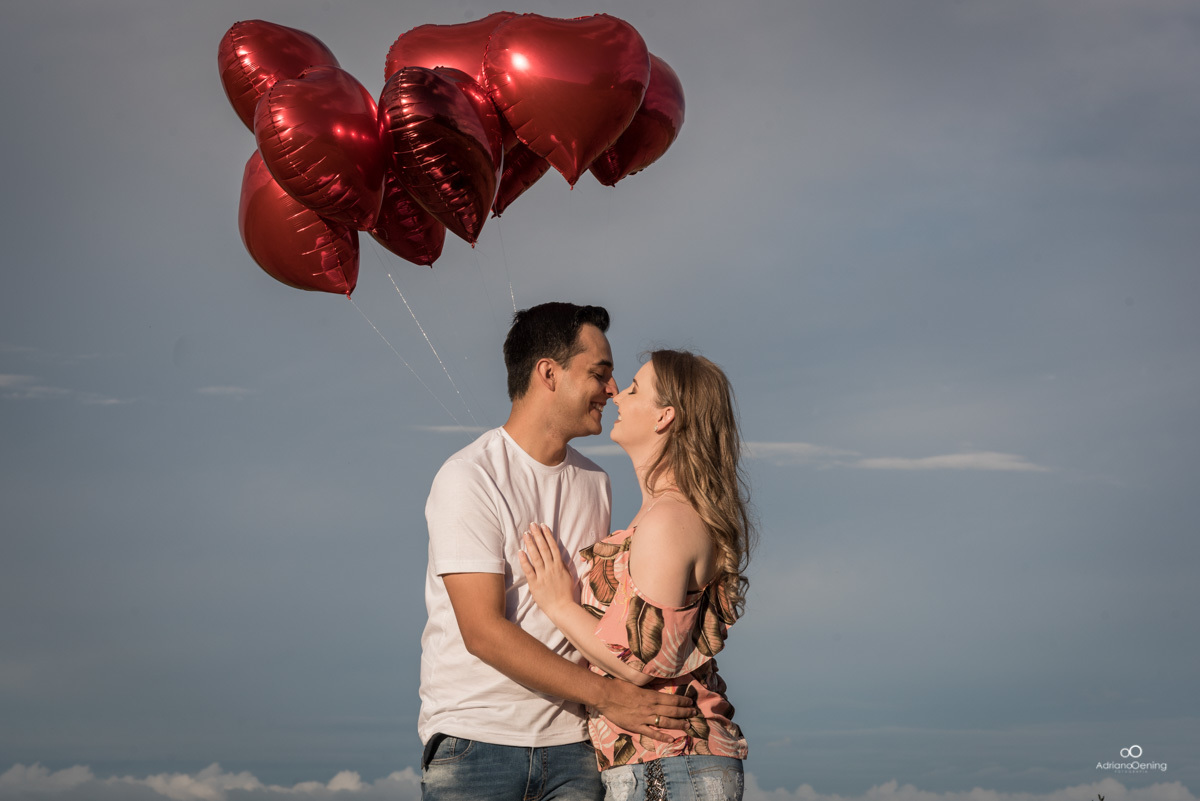 ensaio com balões de coração