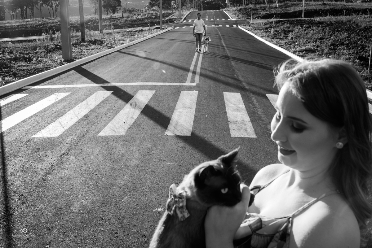 Fiona e Layka no ensaio pré-casamento dos donos Débora e Jackson