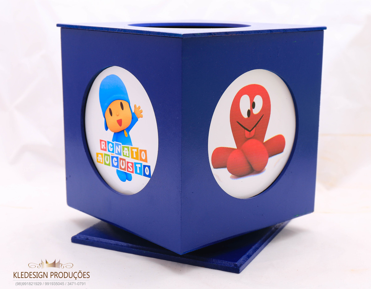 #lembrancinha pocoyo - caixa com porta retrato giratório