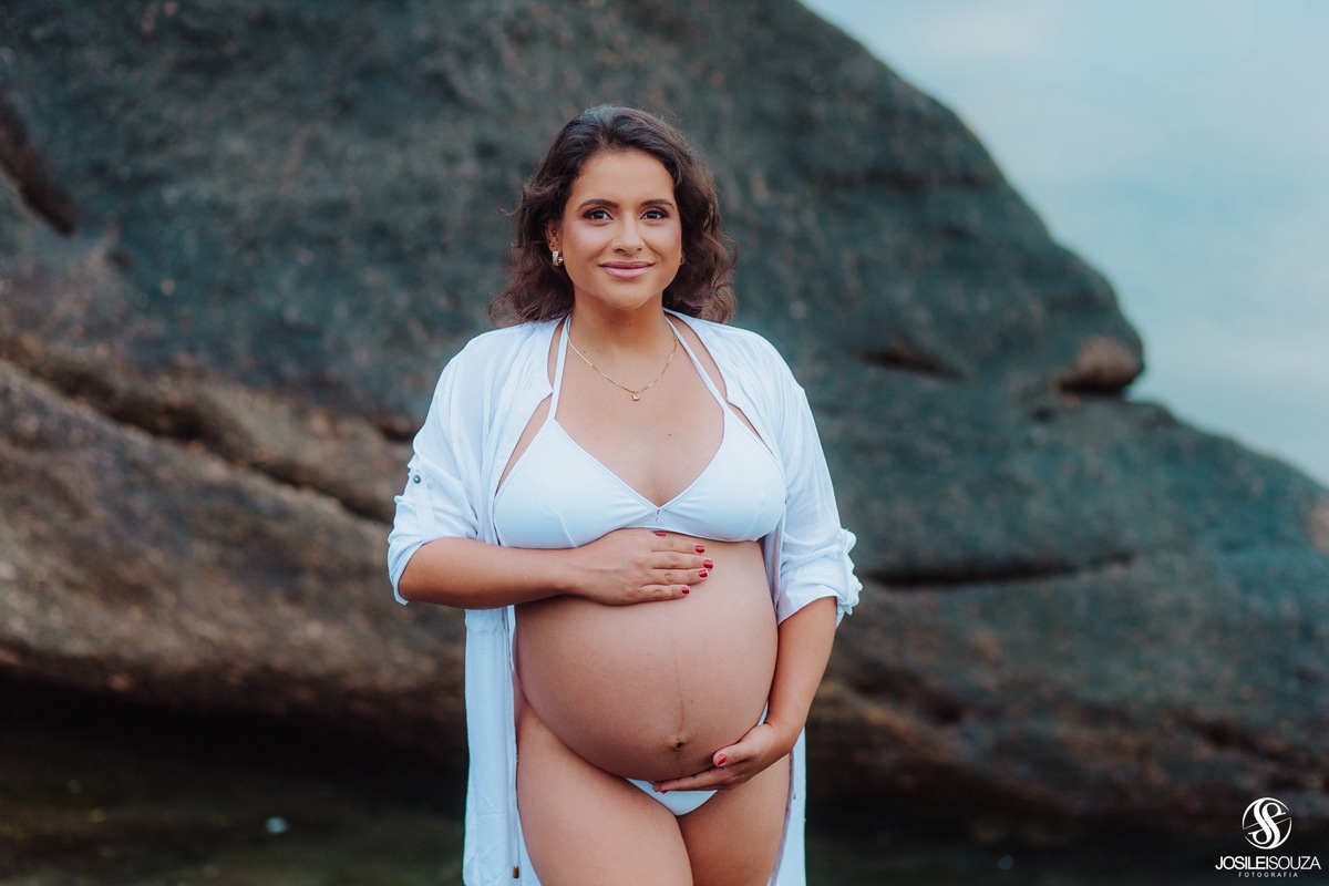 Ensaio de Gestante na Praia de jurujuba em Niterói