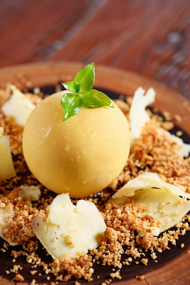 Sobremesa sorvete de limão fotografada por Romero Cruz fotógrafo de gastronomia