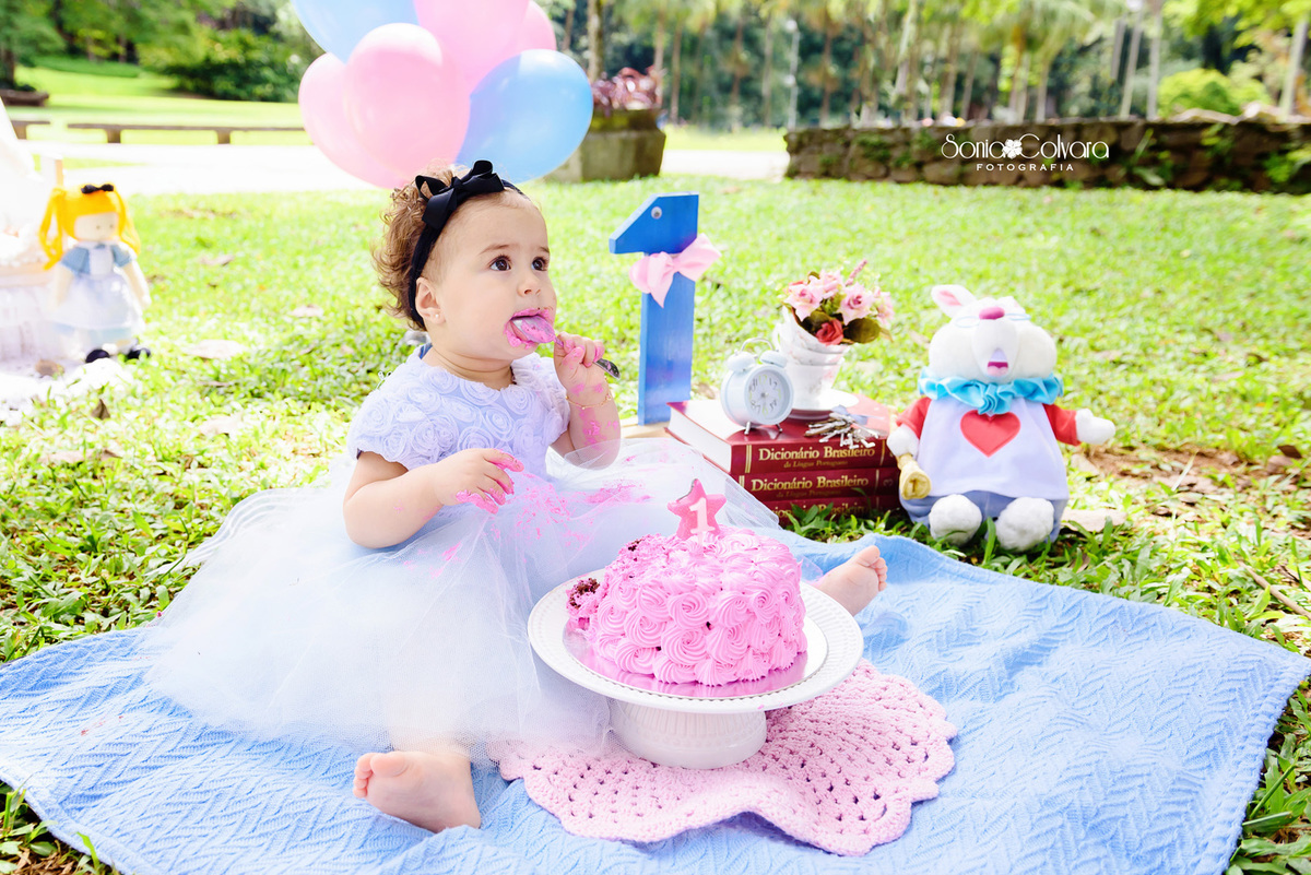 Ensaio-um-ano-smash-the-cake-ensaio-infantil-festa-um-ano-book-Alice-no-Pais-das-Maravilhas-sp