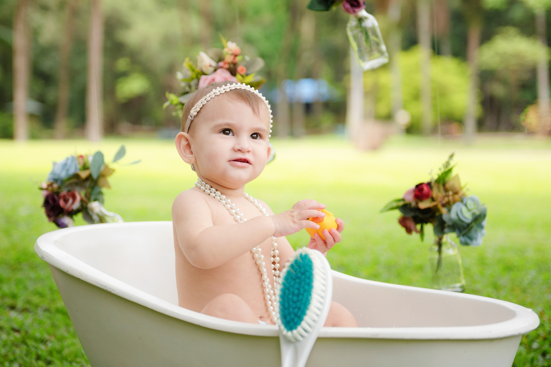 Ensaio de 1 ano na banheira no Parque