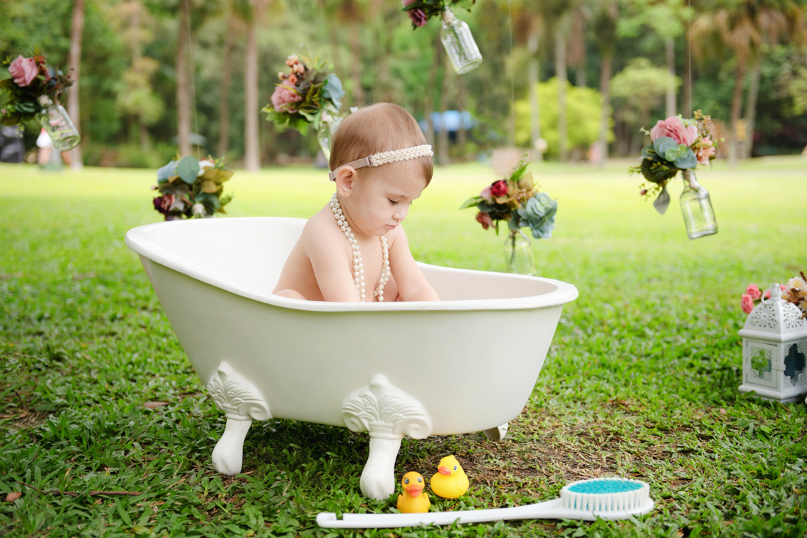 Ensaio de 1 ano na banheira no Parque