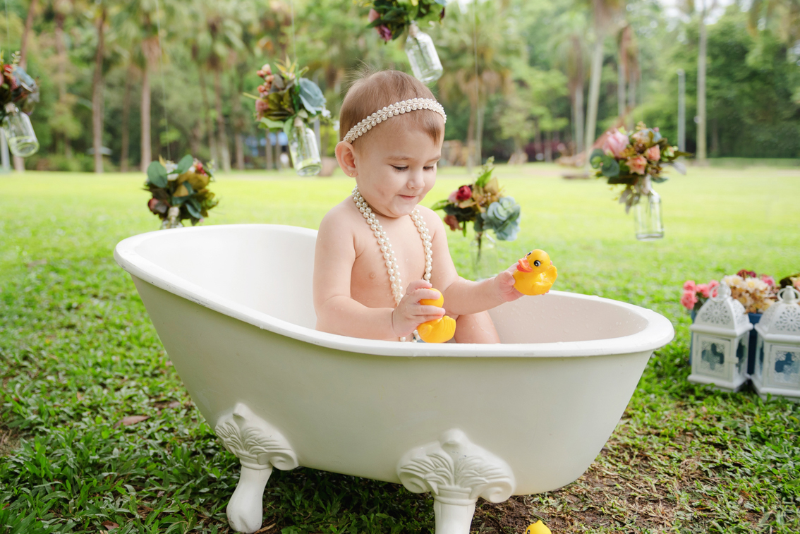 Ensaio de 1 ano na banheira no Parque