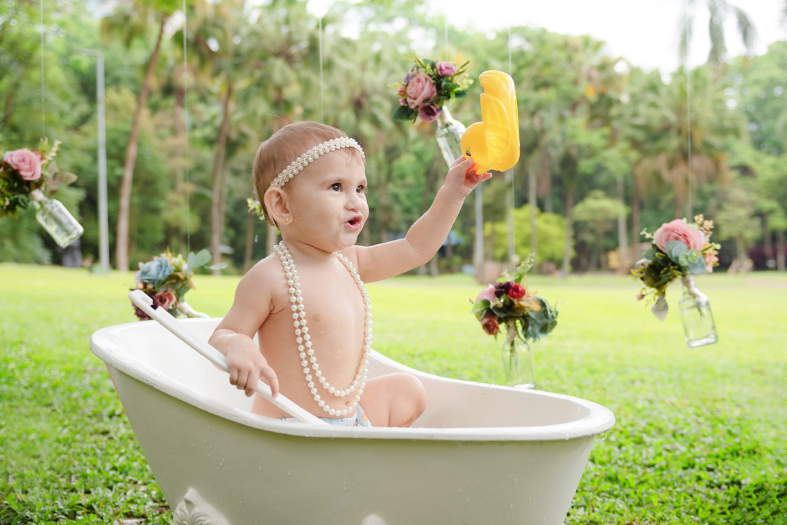 Ensaio de 1 ano na banheira no Parque