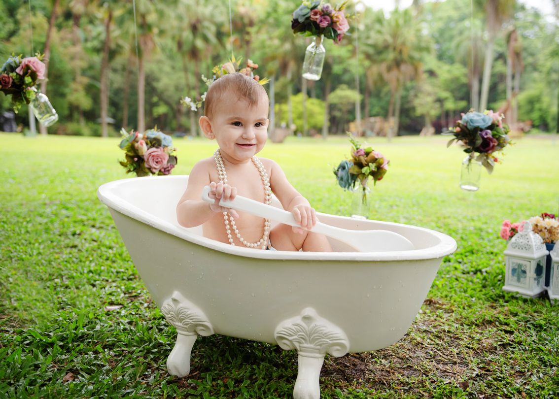 Ensaio de 1 ano na banheira no Parque