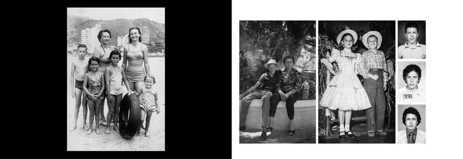 álbum com fotos restauradas preto e branco do Homero na praia