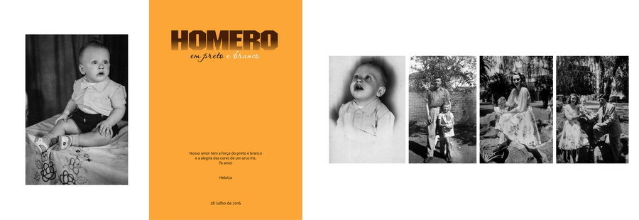 álbum com fotos restauradas preto e branco pagina de abertura