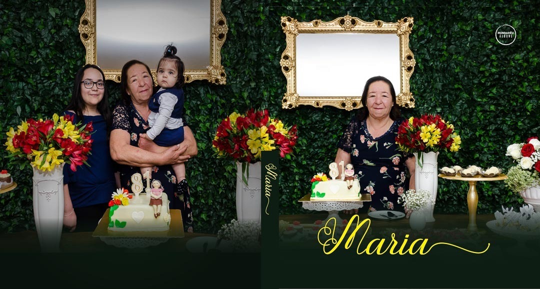 album de aniversario de 81 anos da maria capa, contra capa e lombada do 