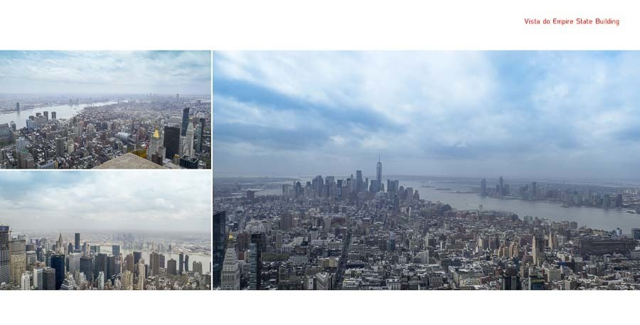 paginas do album de viagem aberto com as fotos de nova york com abertura panoramica capa escolhida para iolanda são paulo sp album de fotos por Clovis Augusto com a marca Mundareu Albuns