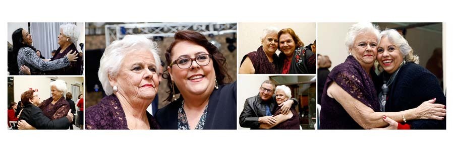 paginas com fotos da recepcao no album de aniversario de 80 anos da iracema Santo Andre SP album de fotos por Clovis Augusto com a marca Mundareu Albuns