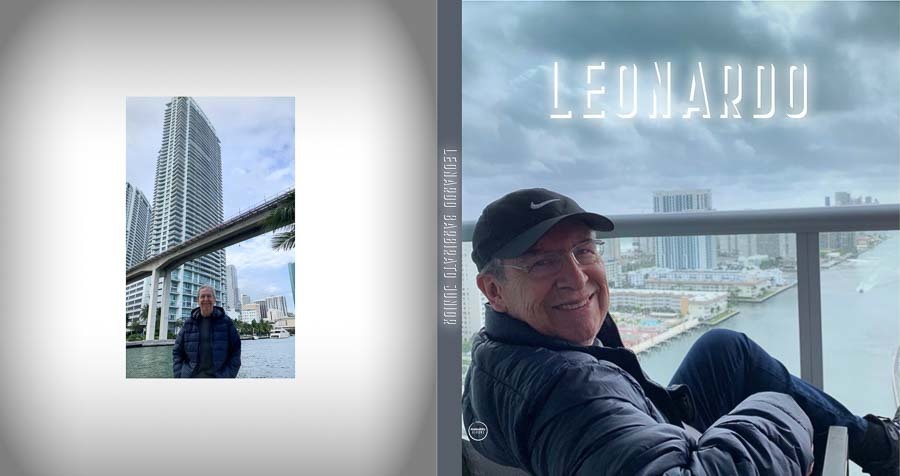 album aberto de aniversario Leonardo mostrando a capa lombada e contra capa Campo Grande MT album de fotos por Clovis Augusto