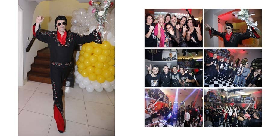 foto da apresentacao de elvis presley no album de aniversario Renato 50 anos Sao Paulo SP album de fotos por Clovis Augusto com a marca Mundareu Albuns