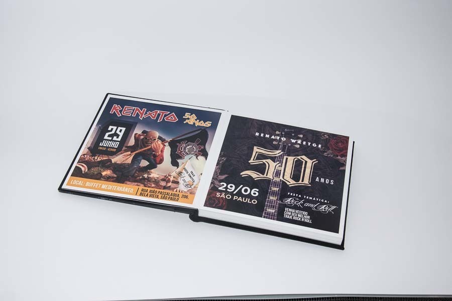 fotos do convite e do save the date do album de aniversario Renato 50 anos Sao Paulo SP album de fotos por Clovis Augusto